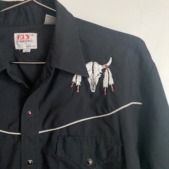 Western Embroidered Ely Diamond sz L Snap Shirt - Picture 5 of 9
